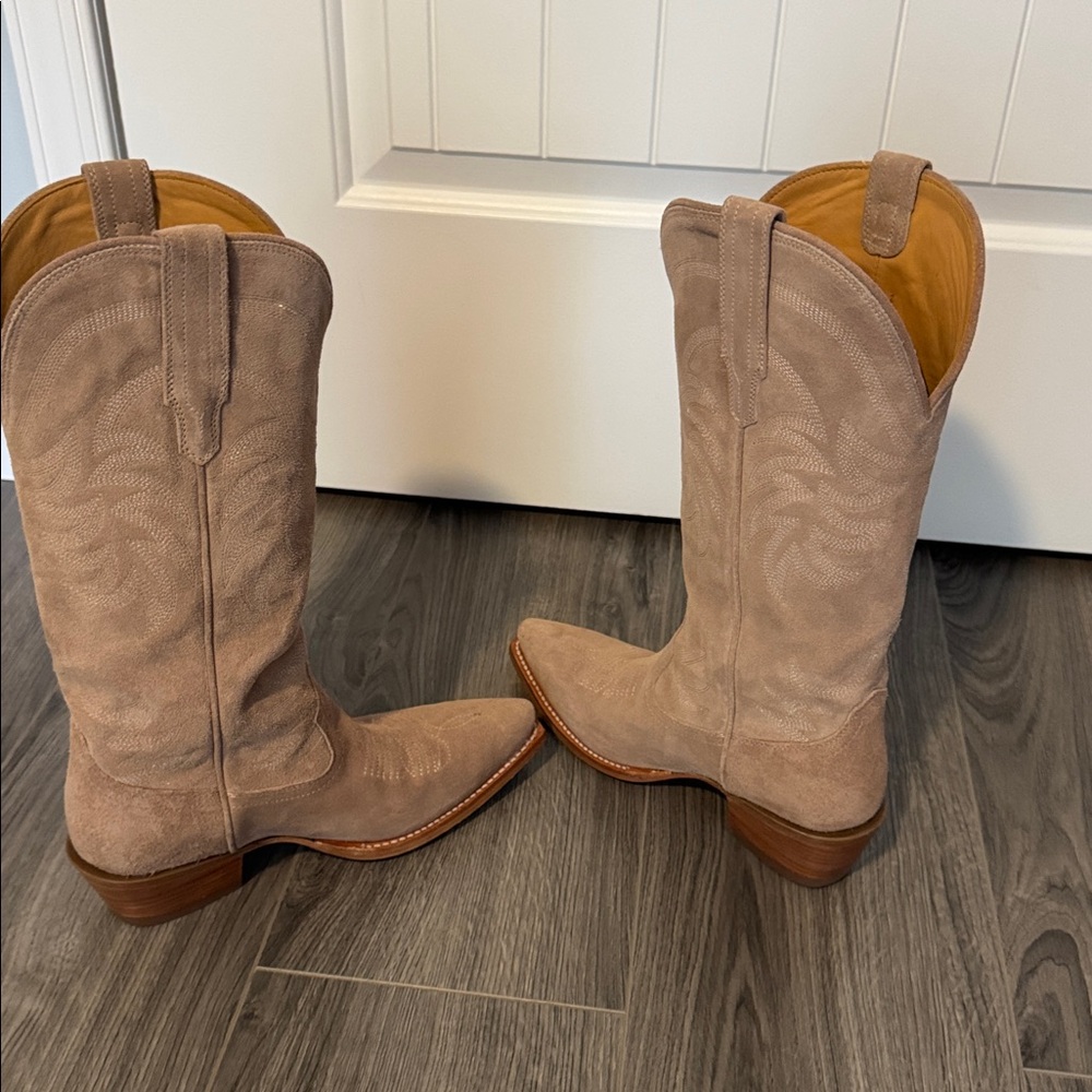 Tecovas Suede Tan Western Heeled Boots - Picture 6 of 7